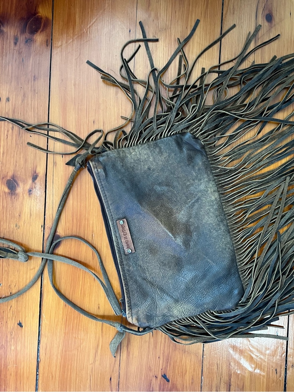 Art piece - Fringed Patchwork repurposed Vintage Find!